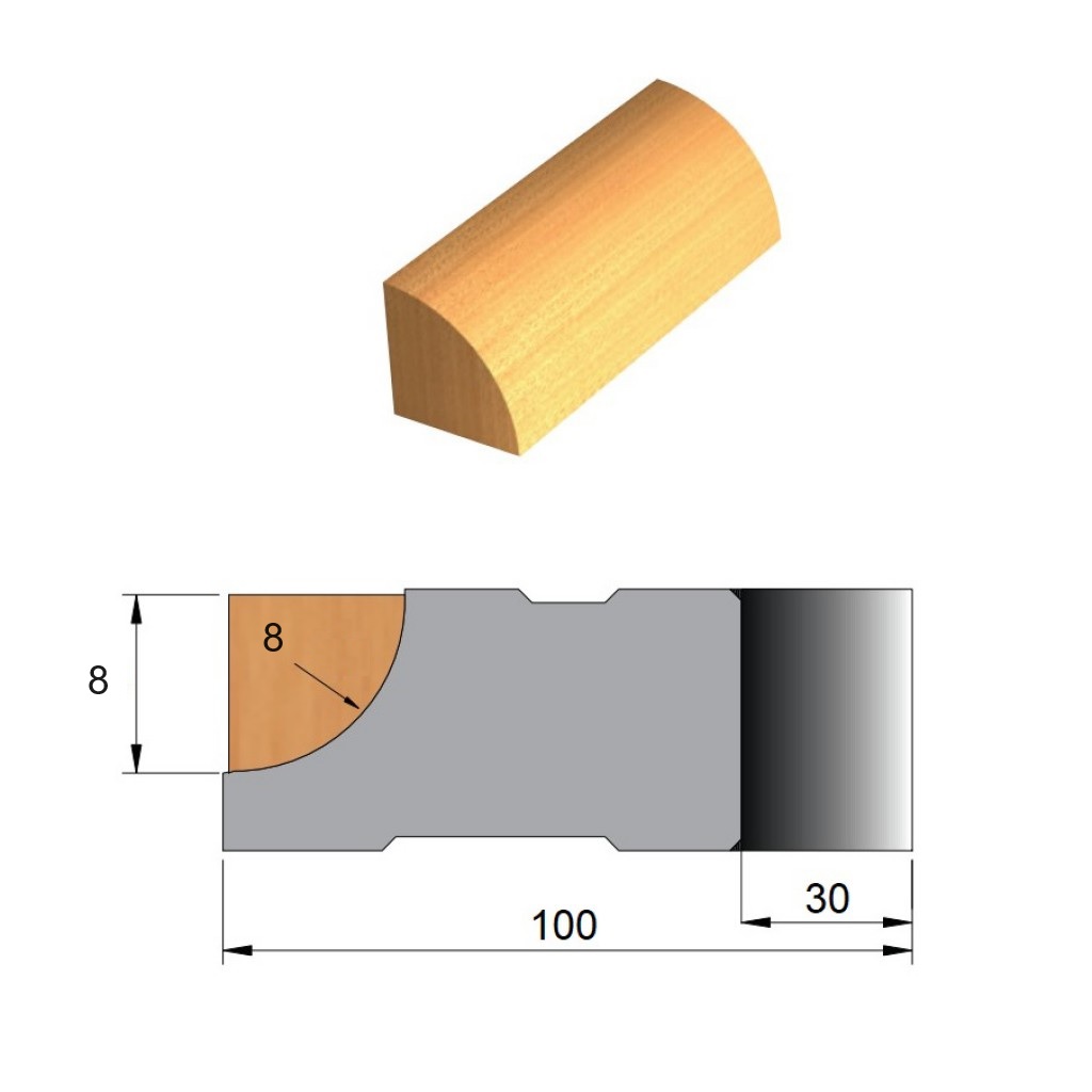 Fresa para Cordão de Janela de Aço Ø100 x 8 x 30 - 5 Dentes - Cód. 2290.12